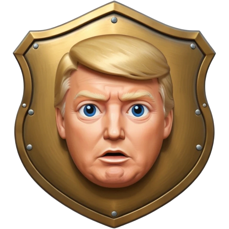 a shield with hyper realystic Donald Trump's face emoji