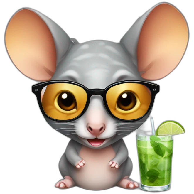 Elephant Shrew with glasses drinking mojito emoji