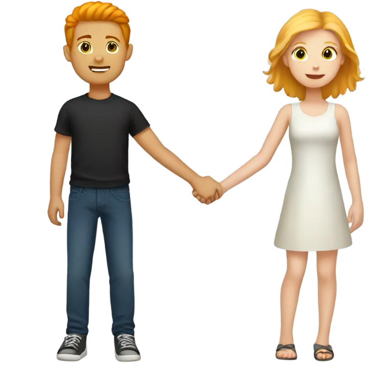 Blonde girl and ginger boy holding hands  emoji
