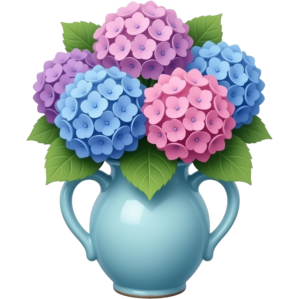 Light blue vintage ceramic vase with hydrangeas emoji