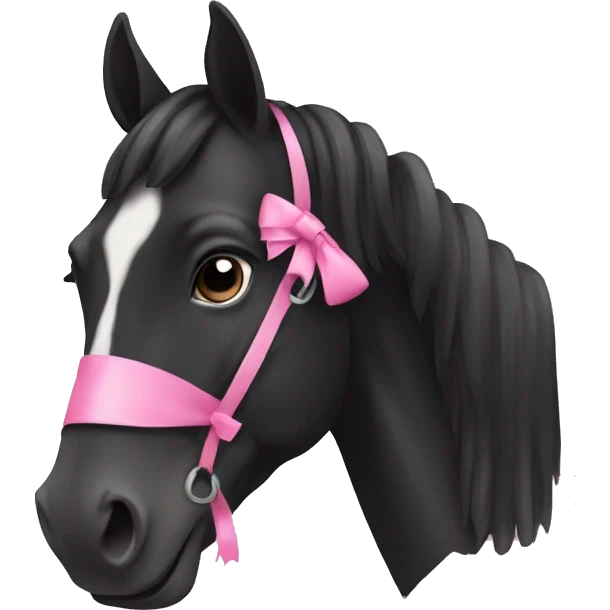 black horse with a pink bow  emoji