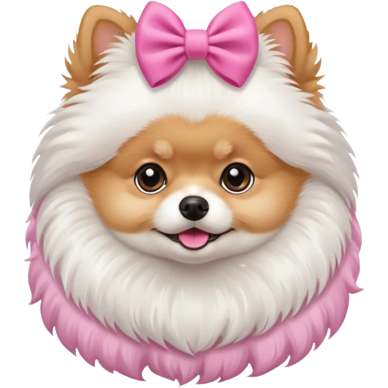 Pomerania con fiocco rosa emoji