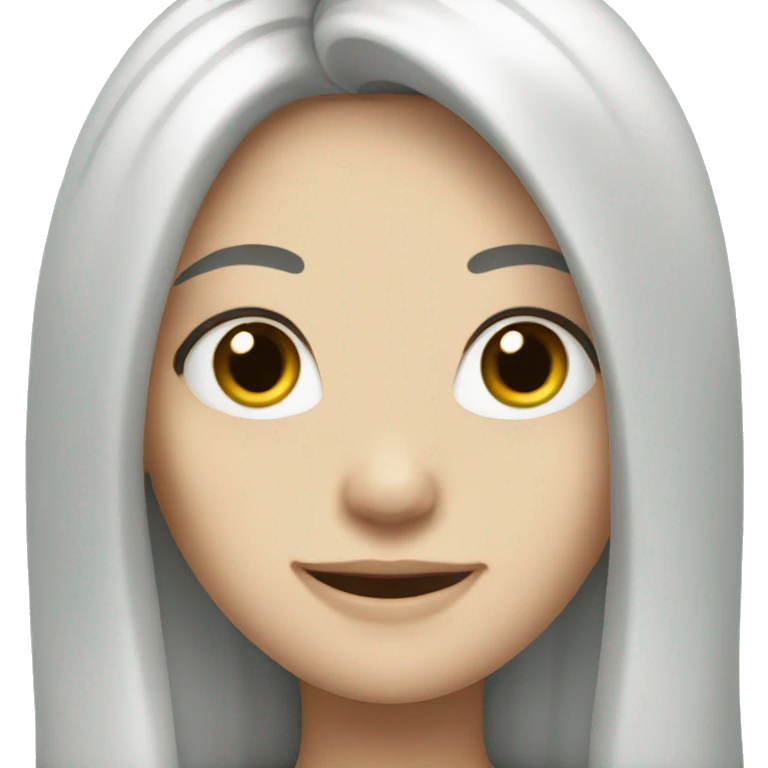 Pale girl with long black hair smiling  emoji