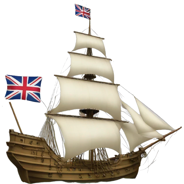 mayflower ship with the Grand Union Flag emoji