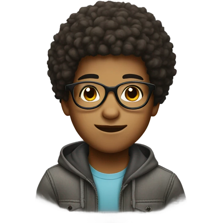 Boy with Afro and stitch hoodie glasses emoji