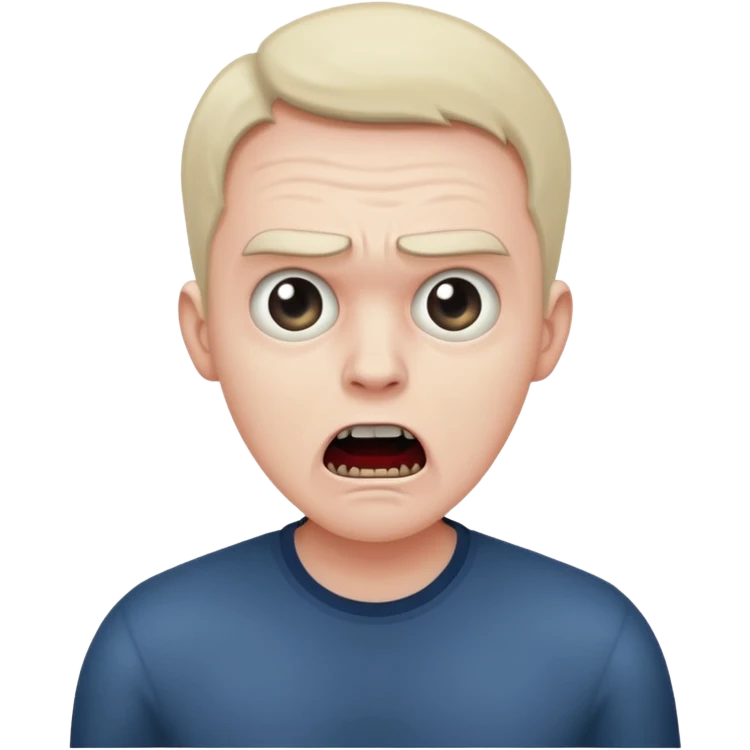 A realistic portrait of a man in horror, waist-length emoji