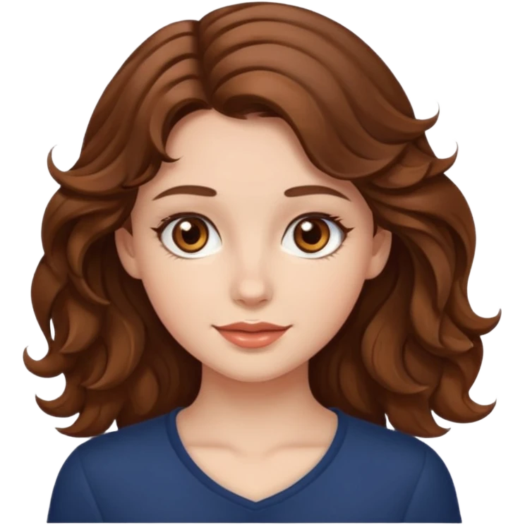 a beautiful girl with wavy volumes brown hazel hair, she has brown eyes  emoji