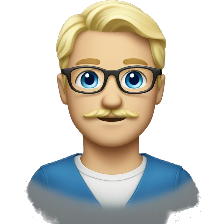 Blond, moustache, eyeglasses and blue eyes emoji