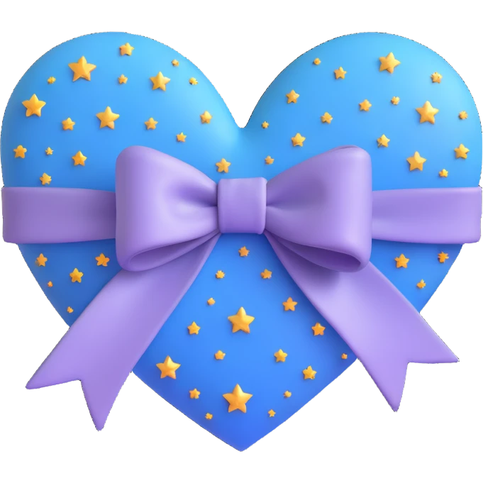 heart with a starry sky, silver bow with heart pattern emoji