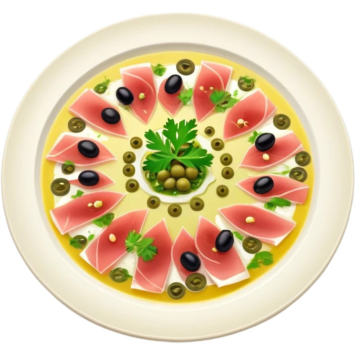 Yellowtail carpaccio with capers and olives  emoji