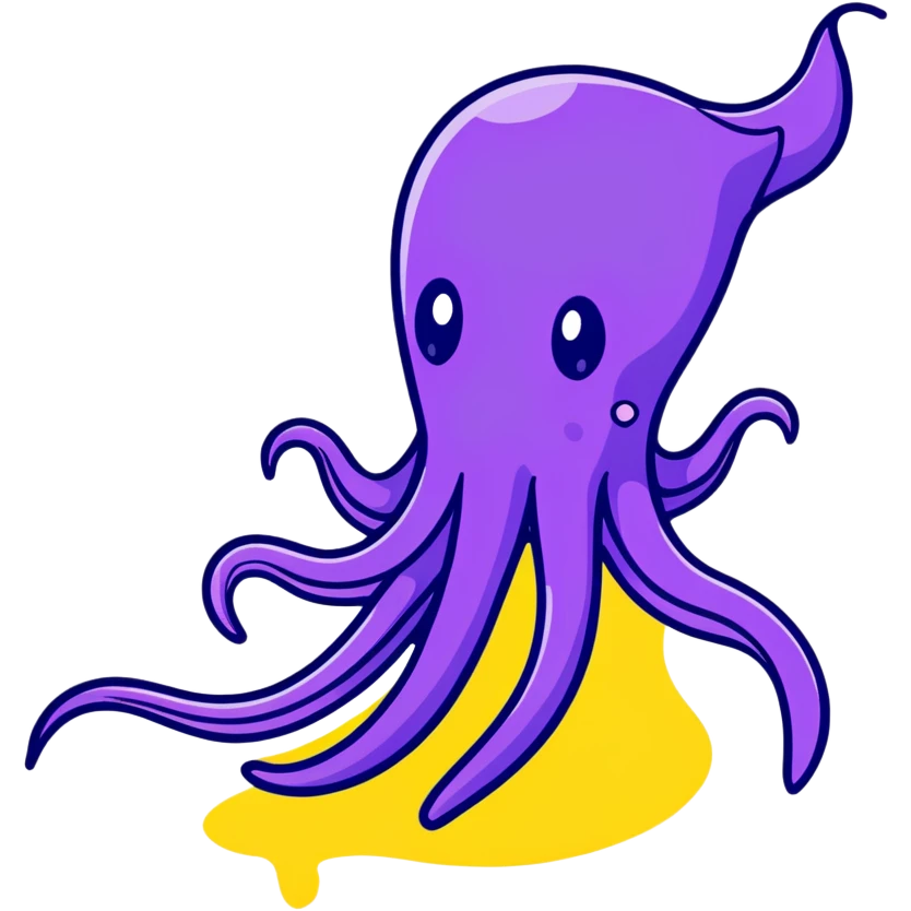 Playful purple squid squirting ink emoji