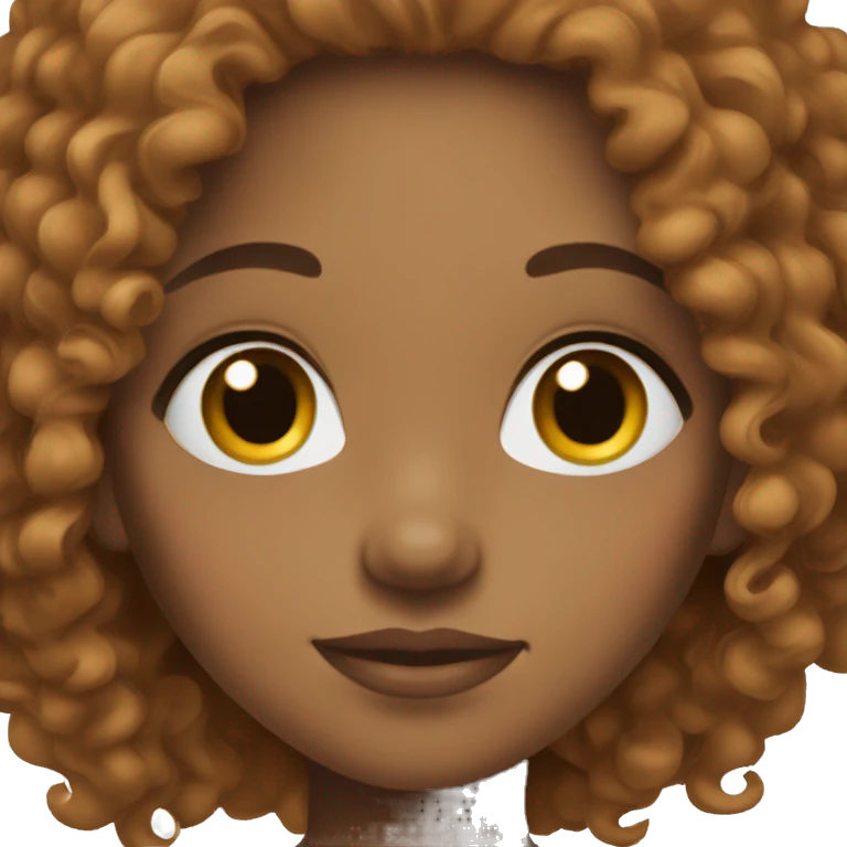 Mixed girl /curly long hair, brown cinnamon color/ with brown eyes  emoji