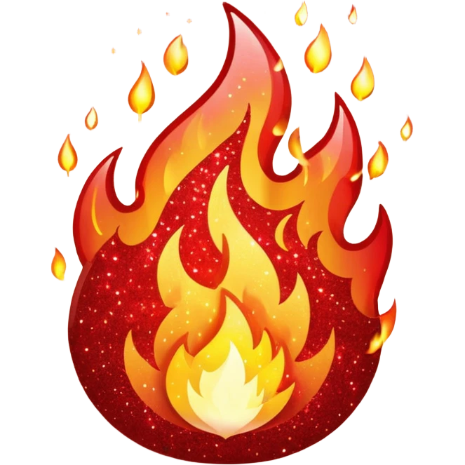 red glitter fire emoji