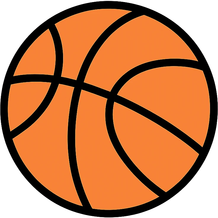 basketball, color outlined icon style, orange ball with black lines, icon aesthetic emoji