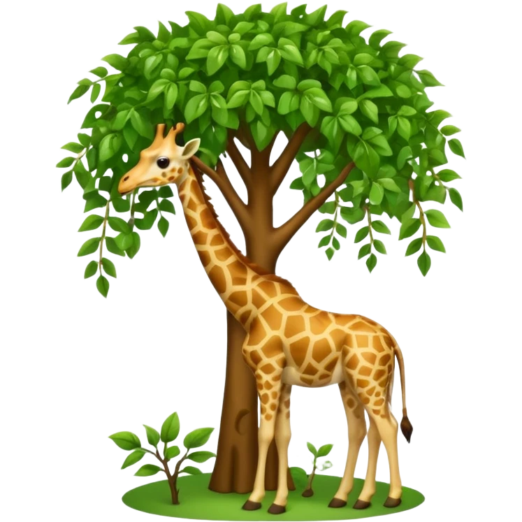 giraffe eating leaves from a tree emoji
