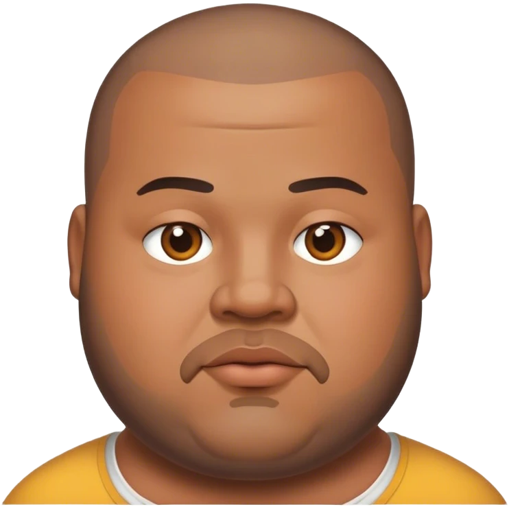 Fat man, brown hair buzz cut, shaved beard emoji