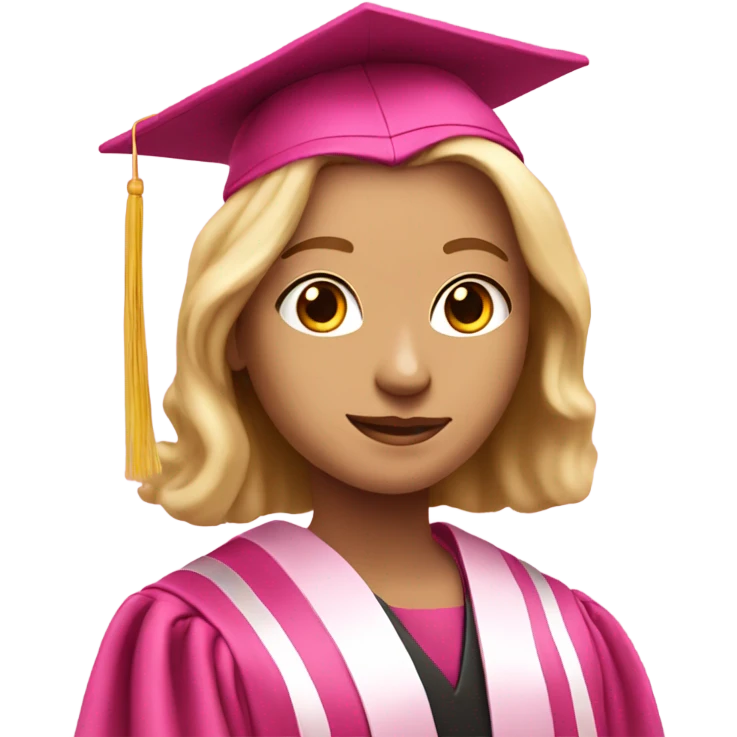white person in a pink graduation and pink academic regalia emoji