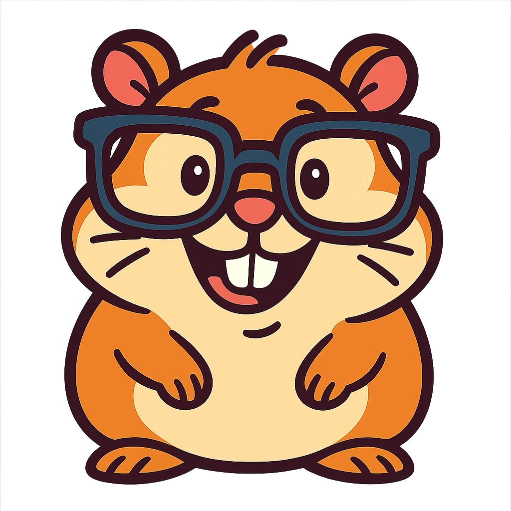 nerd hamster with oversized glasses, playful expression emoji