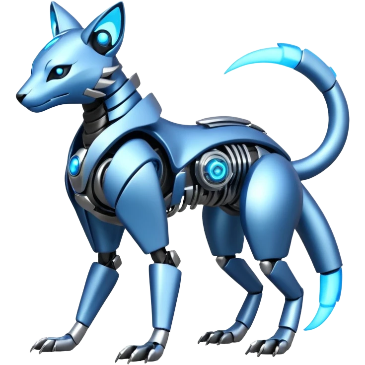 Mechanical shiny alloy metallic futuristic steel highly advanced technological cyborg cybernetic Genet-Absol-Zeraora-Primagen-fusion-creature  emoji