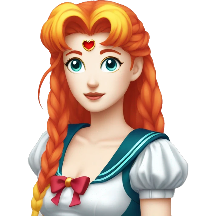 Sailor Moon with Bright Red Hair and Aqua eyes emoji