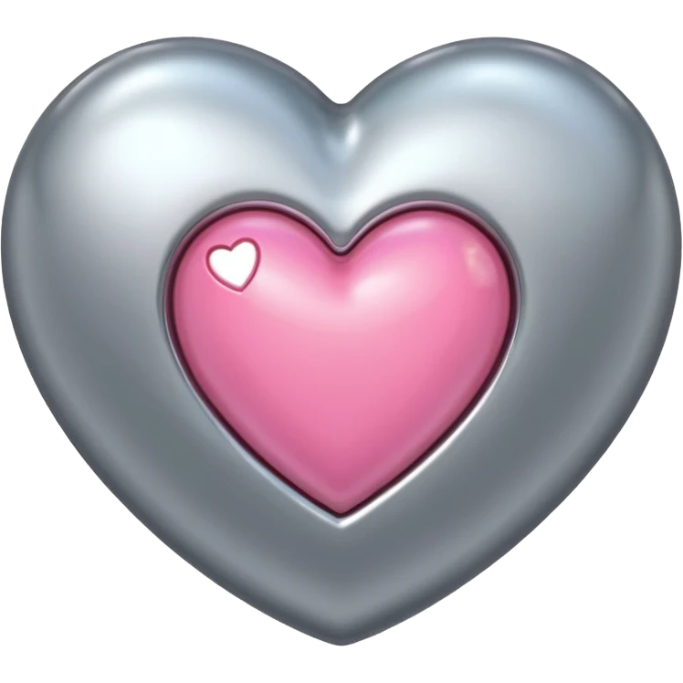 platinum heart with one mini pink heart inside of it  emoji