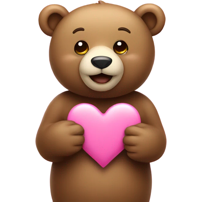 Bear with pink heart emoji