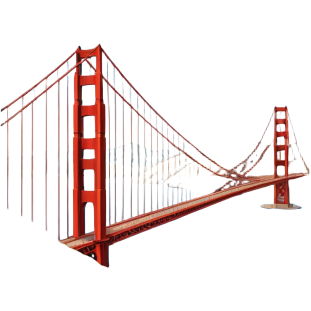 im trying to come up with a classic but still dynamic visual of the golden gate bridge and surrounding hills and the presidio for a work conference. Make it more linear. Include some depth and make it large and rectangular emoji