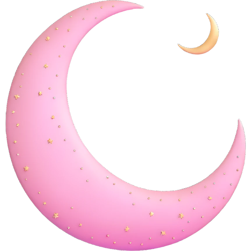 shimmering light pink crescent moon with sparkles emoji