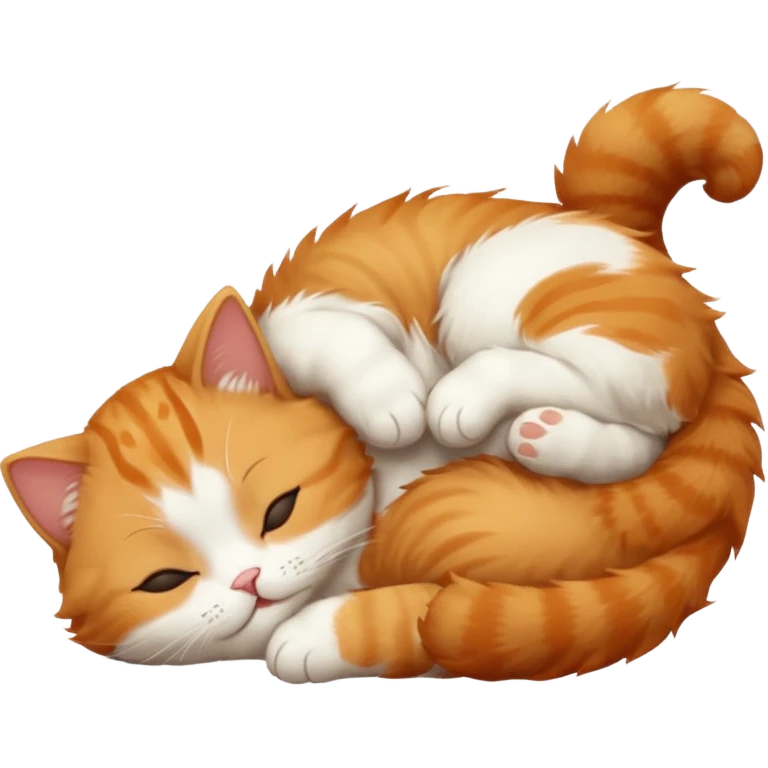 ginger and white small cat eyes closed lying down upside down emoji
