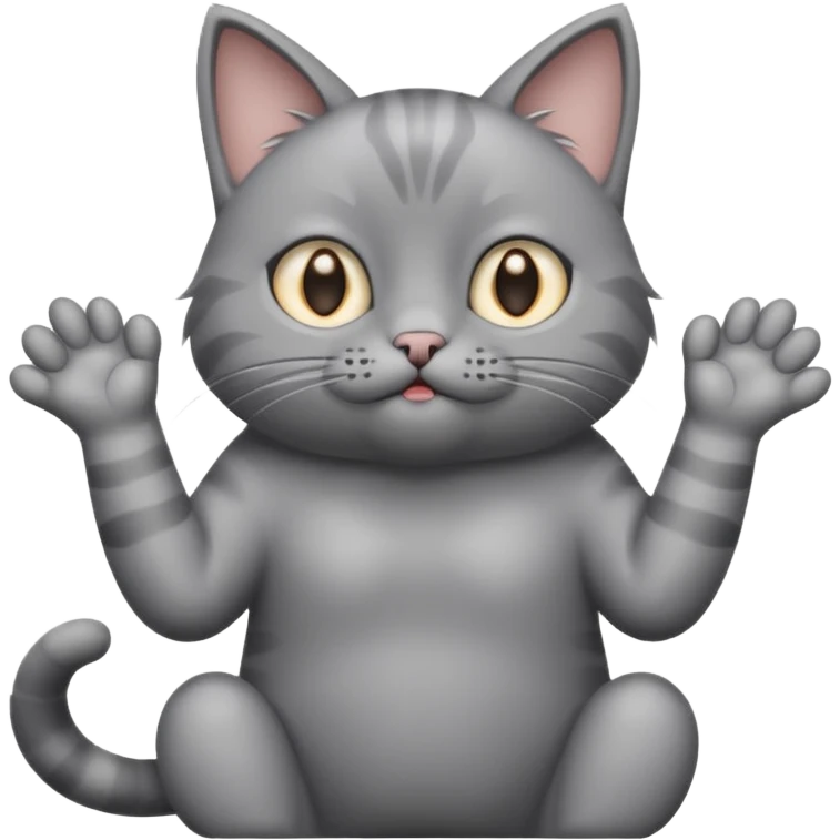 A cat raising both paws and shrugging its shoulders with a baffled expression emoji