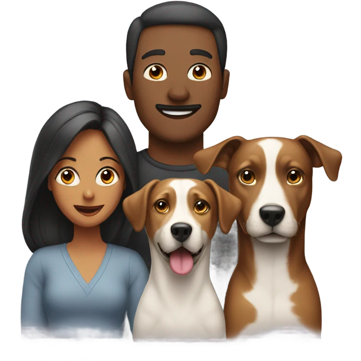 Man, woman and three dogs family emoji emoji