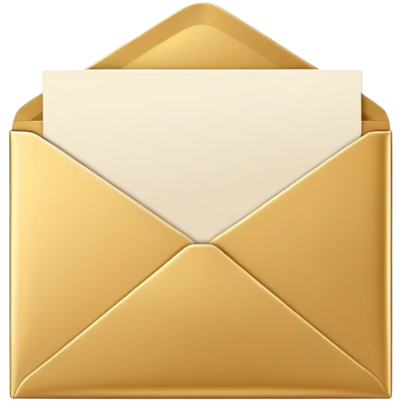 white postcard in gold envelope emoji