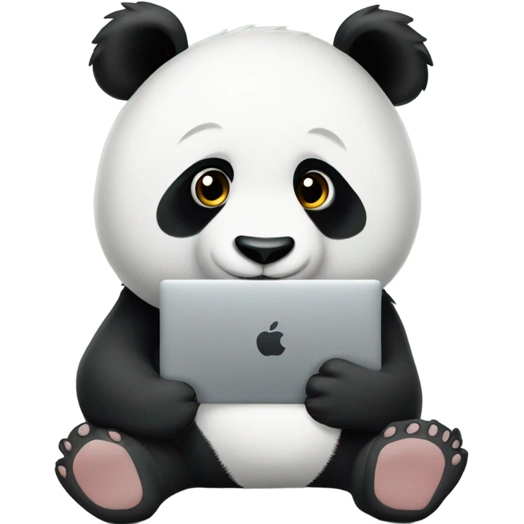 panda bear coding at macbook emoji