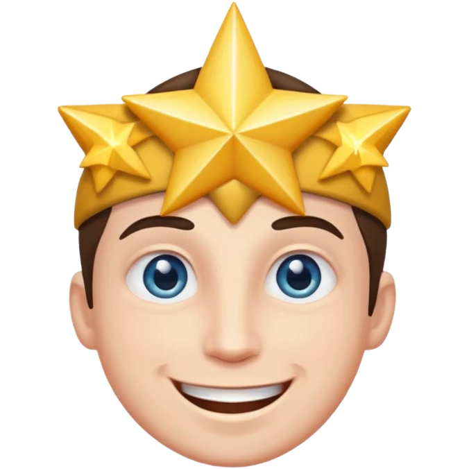 a man with sparkling star eyes and a joyful face emoji
