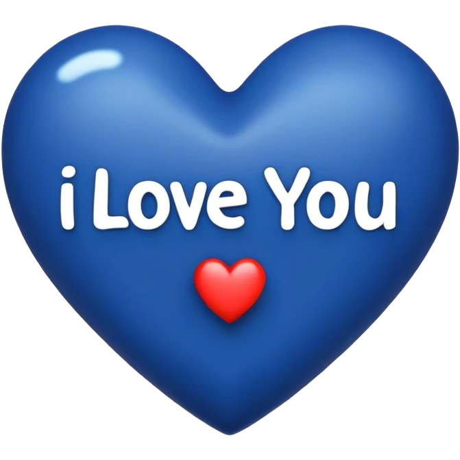 Dark Blue heart with the words I Love You Ry in the middle  emoji