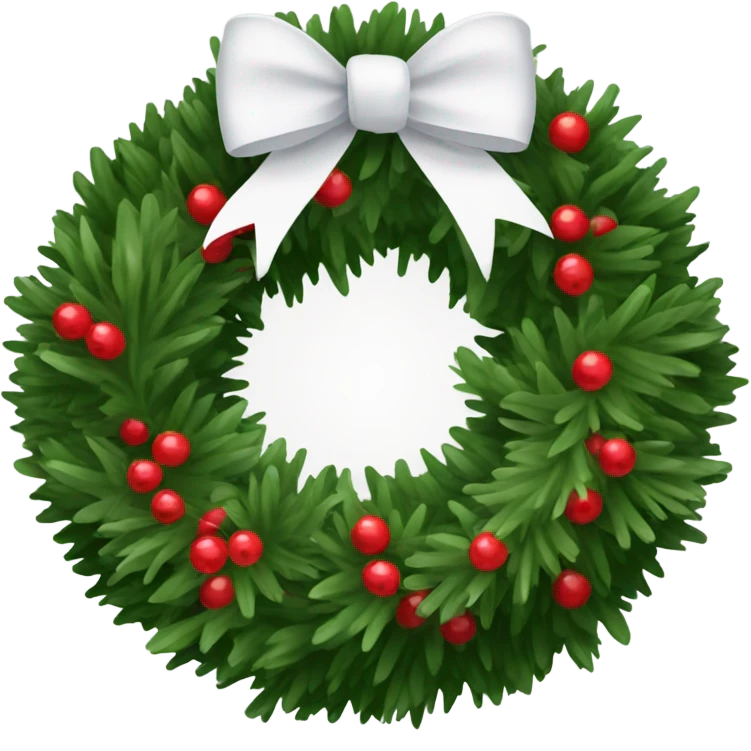 Christmas wreath with large white bow and juniper berries emoji