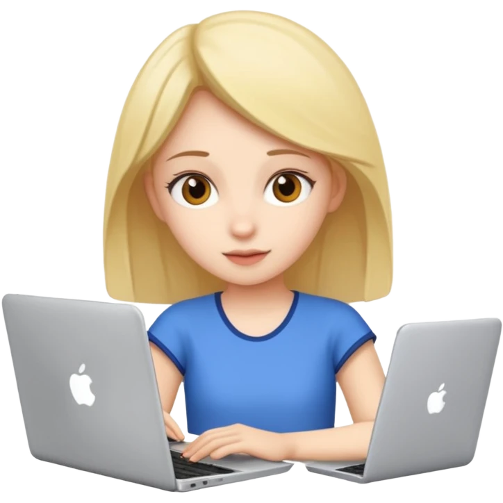 A girl is preparing for IELTS online with a laptop. emoji