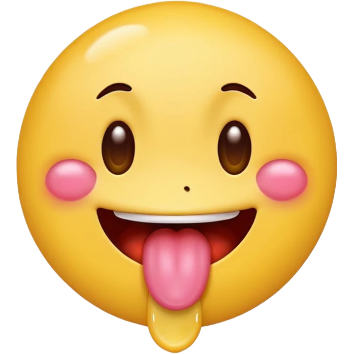 a classic yellow circle emoji with a tongue sticking out and drool dripping feom the mouth with heart eyes emoji