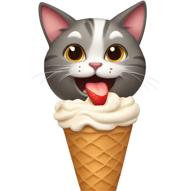 Cute cat eating ice cream  emoji
