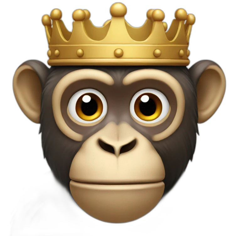 head of monkey with a  wooden crown emoji