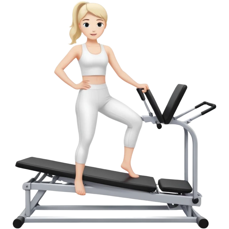  Girl in white playing pilates on pilates machine emoji