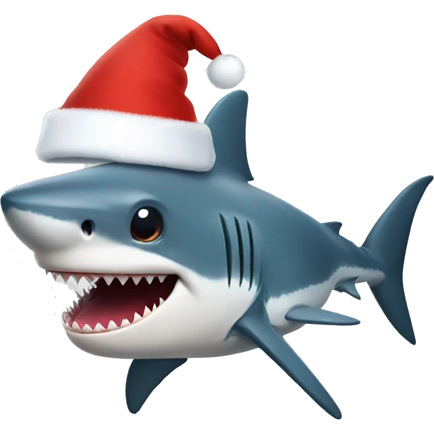 shark wearing christmas hat emoji