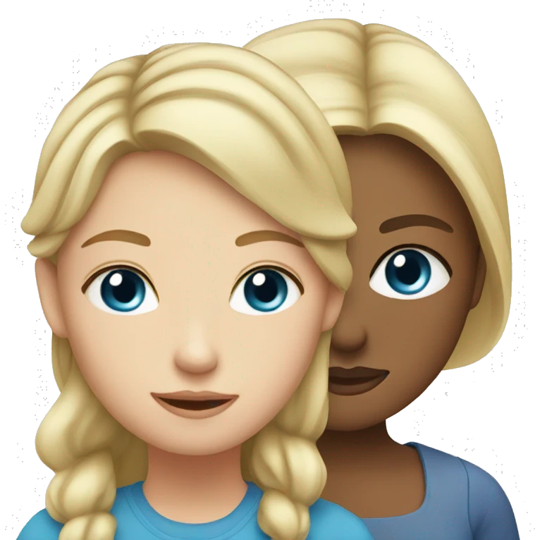 blonde girl with blue eyes and her mother emoji