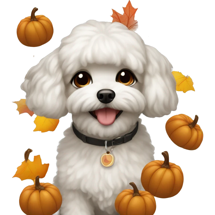 Black woman with a white maltipoo wishing a happy Thanksgiving  emoji