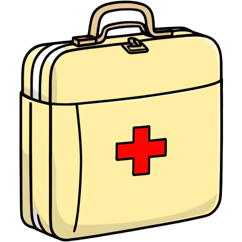 First aid medical kit with bandages and medicine visible emoji