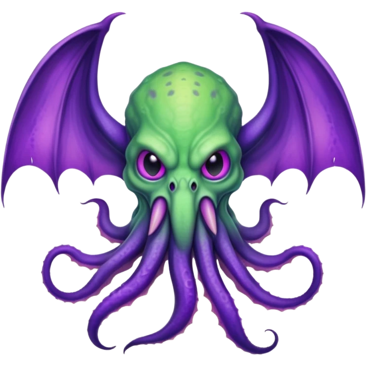 light green Cthulhu with purple bat wings and purple gradient tentacles emoji