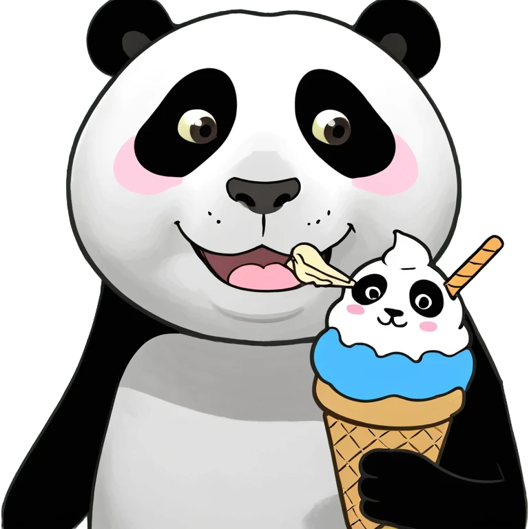 Panda eating ice cream emoji