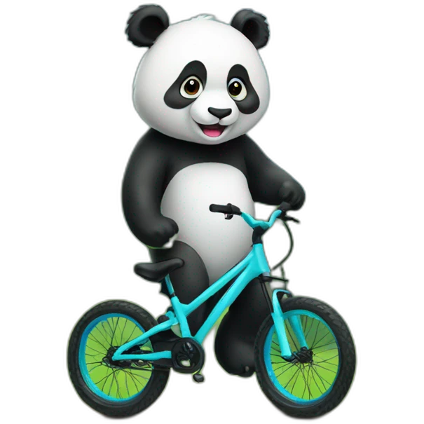 Cute Panda with mountain bike emoji