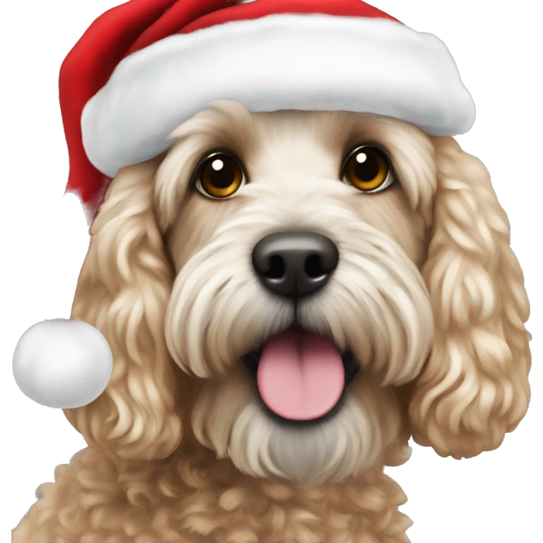 Cockapoo wearing Santa emoji