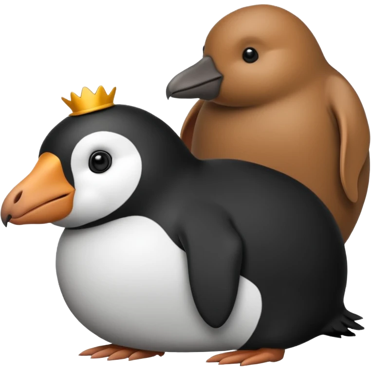 A penguin with a capybara on a its head emoji